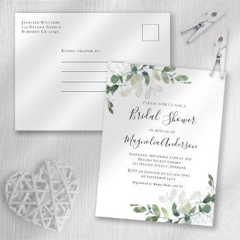 eucalyptus bridal shower invitation postcard