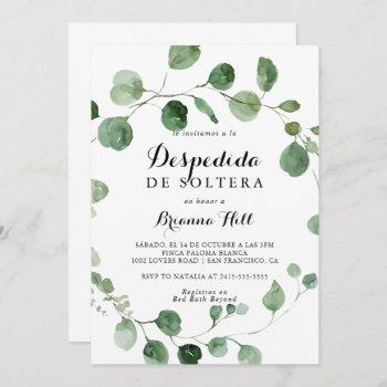eucalyptus calligraphy spanish bridal shower  invitation