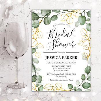 eucalyptus foliage wreath bridal shower invitation