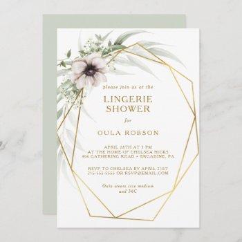 eucalyptus gold geometric lingerie shower invitation