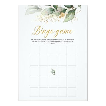 Eucalyptus Greenery Bridal Shower Bingo Game Front View