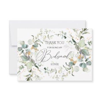 eucalyptus greenery bridesmaid thank you card
