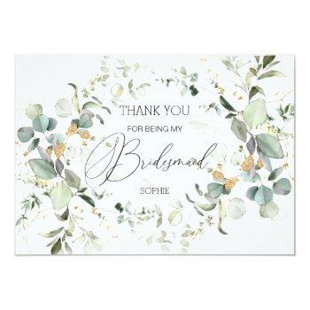 Eucalyptus Greenery Bridesmaid Thank You Card Front View