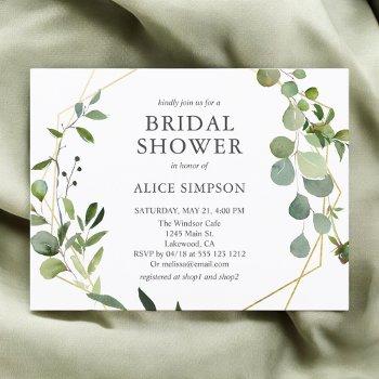 eucalyptus greenery elegant bridal shower invitation postcard