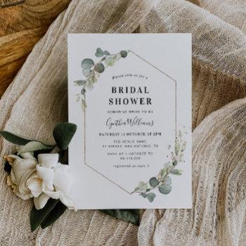 eucalyptus greenery geometric bridal shower invitation