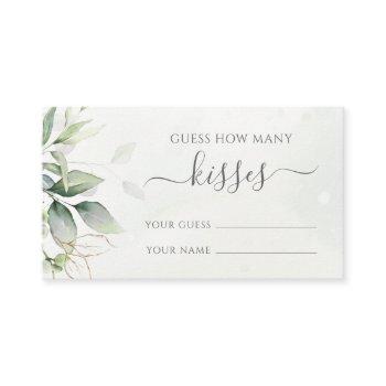 eucalyptus greenery guess how many kisses game enclosure card