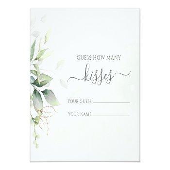 Eucalyptus Greenery Guess How Many Kisses Game Enclosure Card Front View