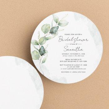 eucalyptus greenery script bridal shower invitation