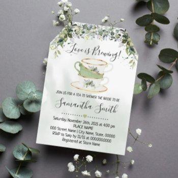 eucalyptus greenery tea bridal shower invitation