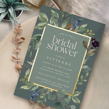 eucalyptus & sage bridal shower foil invitation