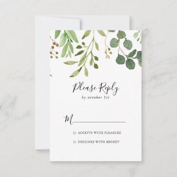 eucalyptus simple brown floral rsvp