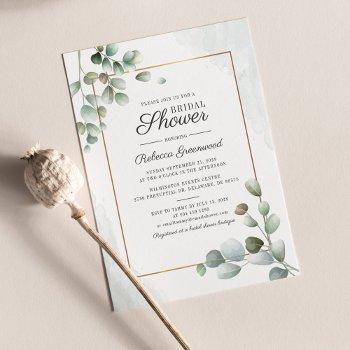 eucalyptus succulent geometric bridal shower invitation postcard