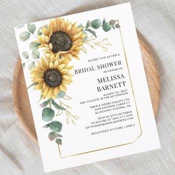 eucalyptus sunflower bridal shower invitation