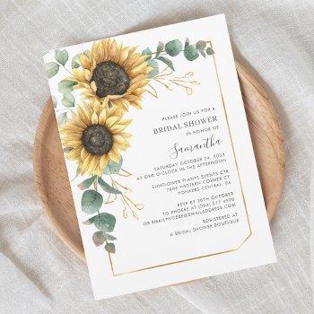 eucalyptus sunflower script bridal shower invitation