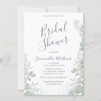 eucalyptus watercolor wedding bridal shower invitation