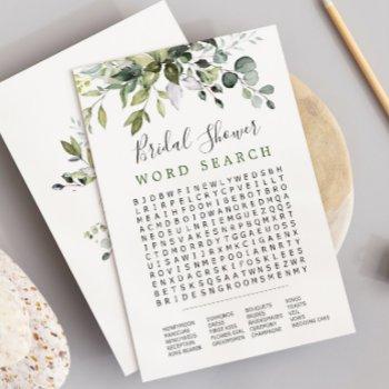 eucalyptus word search bridal shower game card