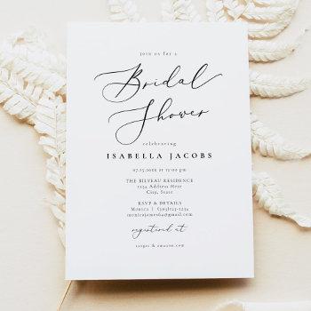 evelyn elegant calligraphy script bridal shower invitation