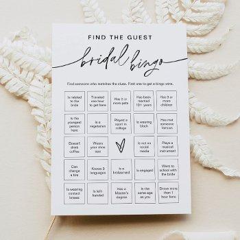 Everleigh Find The Guest Bridal Shower Bingo Game  Invitation Front View