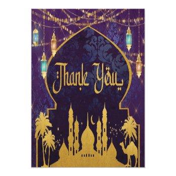 Exotic Arabian Nights Lanterns Camels Lamp Thank You Card Front View