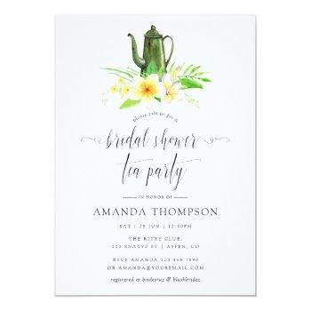 Exotic Floral Frangipani Bridal Shower Tea Party Invitation Front View