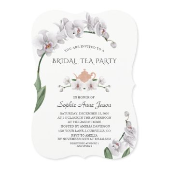 exotic hawaiian white orchid  bridal tea party invitation
