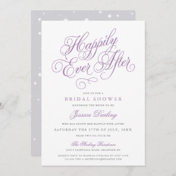 fairy tale bridal shower invitation purple & grey