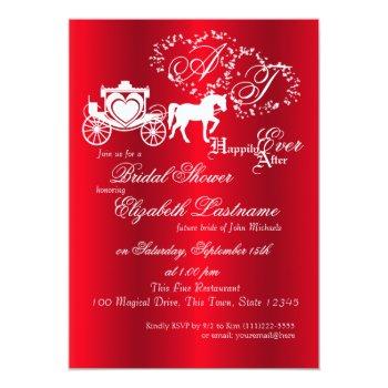 Fairy Tale Carriage Bridal Shower Red Invitation Front View