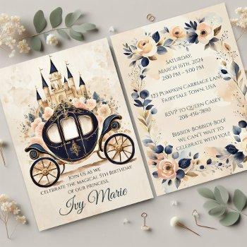 fairytale carriage and castle invitation