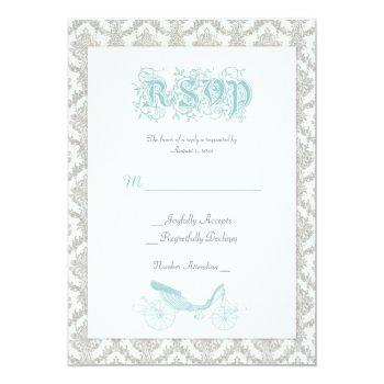 Fairytale Rsvp Card Damask Turquoise Front View