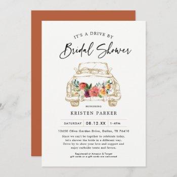 fall boho drive by bridal shower invitation