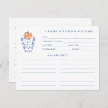 fall bridal shower monogram recipe card