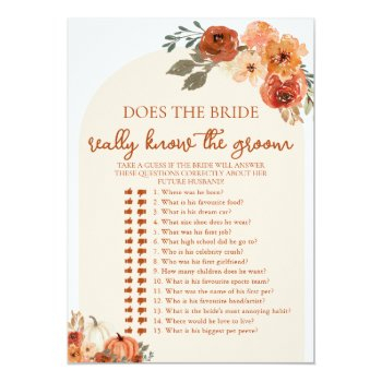 Fall Does The Bride Really Know The Groom Game Invitation Front View