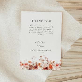 fall floral bridal shower thank you card