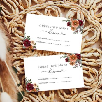 fall floral how many kisses bridal game enclosure card