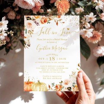 fall in love autumn gold chic floral bridal shower invitation