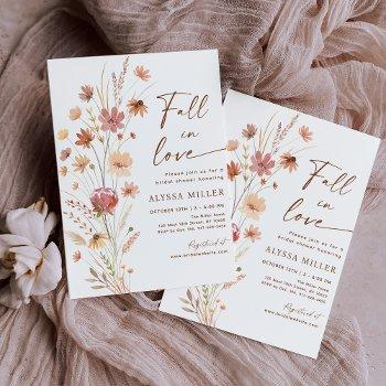 fall in love boho wildflower bridal shower invitation