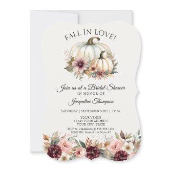 fall in love burgundy floral roses bridal shower invitation