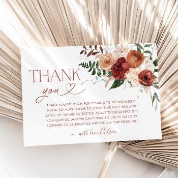 fall in love floral bridal shower thank you card