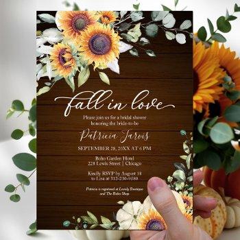 fall in love greenery sunflowers bridal shower invitation