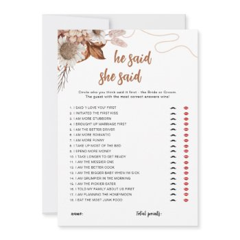 fall in love | guess who said it bridal shower  invitation