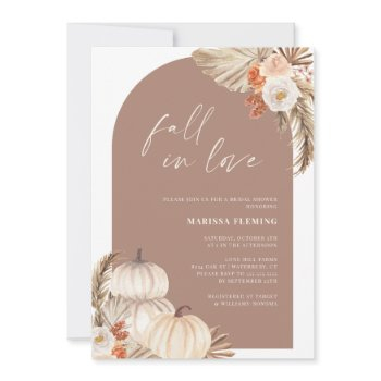 fall in love pumpkin boho autumn bridal shower invitation