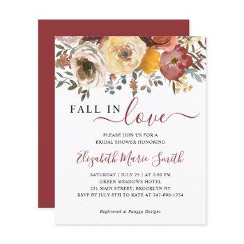 fall in love red floral bridal shower invitation