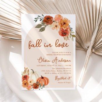 fall in love rustic pumpkin bridal shower invitation