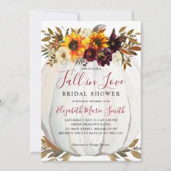 fall in love sunflower red pumpkin bridal shower invitation