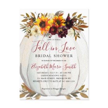 fall in love sunflower red pumpkin bridal shower postcard