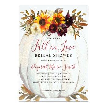 Fall In Love Sunflower Red Pumpkin Bridal Shower Postcard Front View