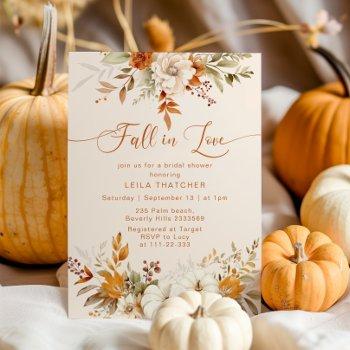 fall in love terracotta autumn bridal shower invitation