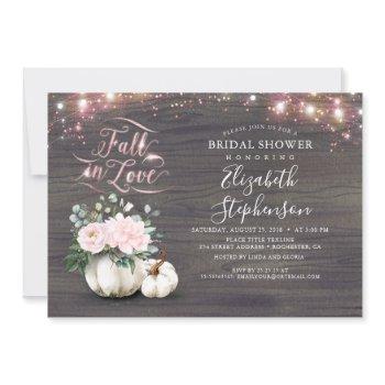 fall in love white pumpkin rustic bridal shower in invitation