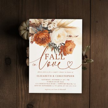 fall love terracotta pampas floral couple shower invitation