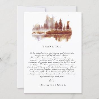 fall pine tree wood bridal shower thank you card